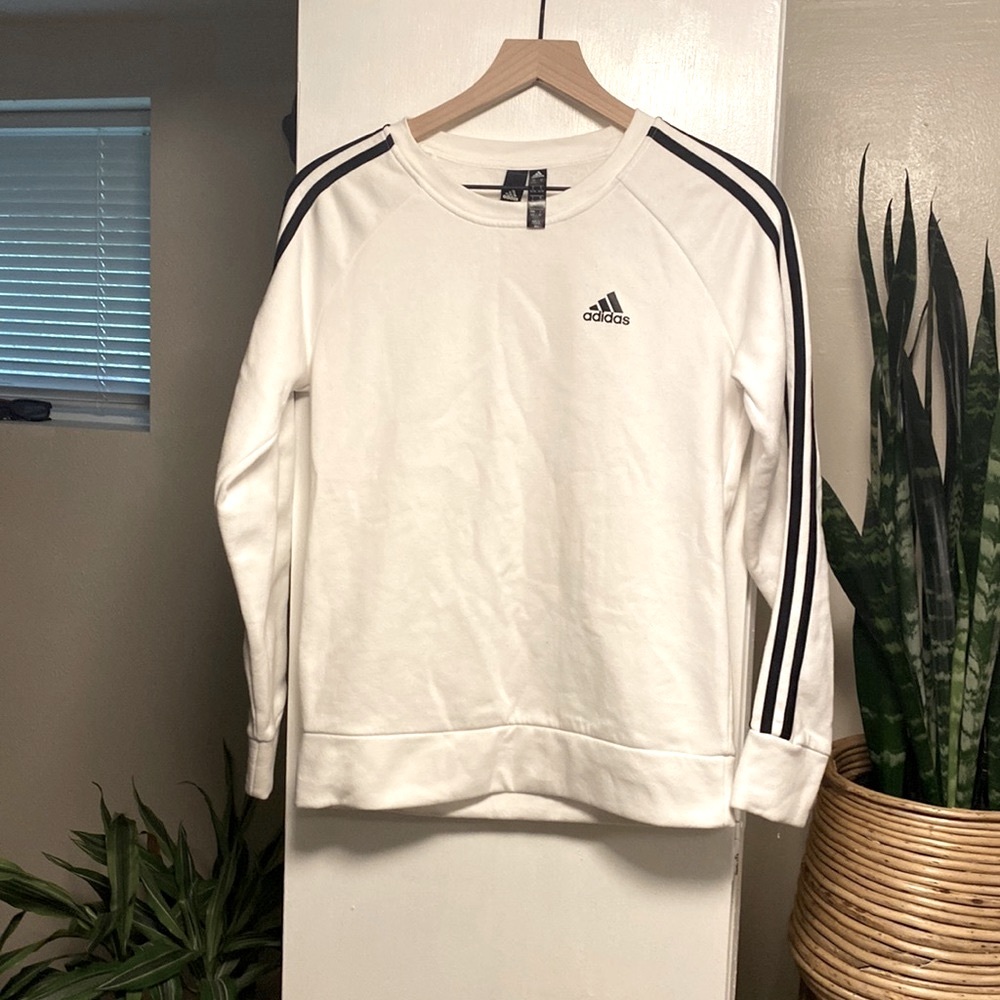 Adidas white crew neck sweatshirt